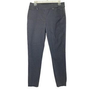 Maurices Pants Womens M Gingham Pull On Skinny Trousers Black Gray Work Office